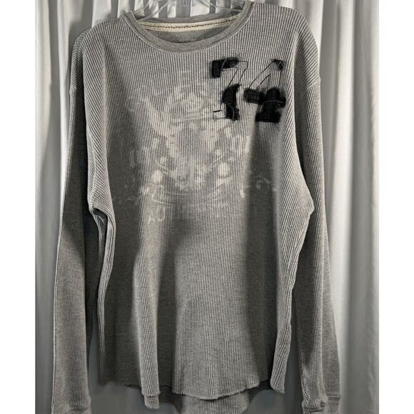 Red Camel Graphic Waffle Long Sleeves T Shirt, Gray & Blue, Sz: L, 76-32 - Picture 14 of 16